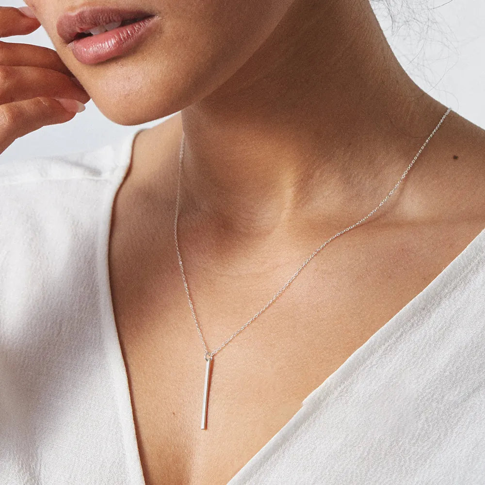 Late Night Necklace - minimalist gold vertical bar pendant necklace