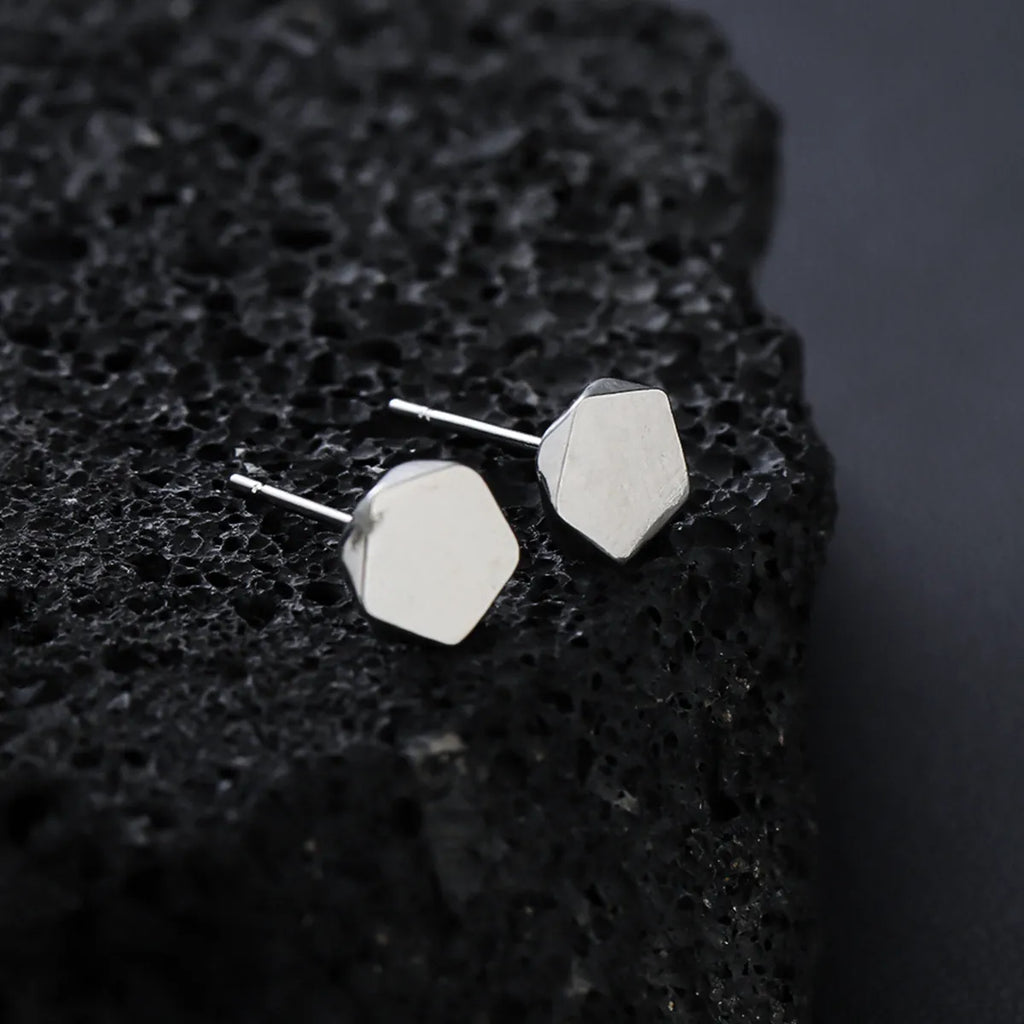 Statement Stud - geometric hexagon gold stud earrings